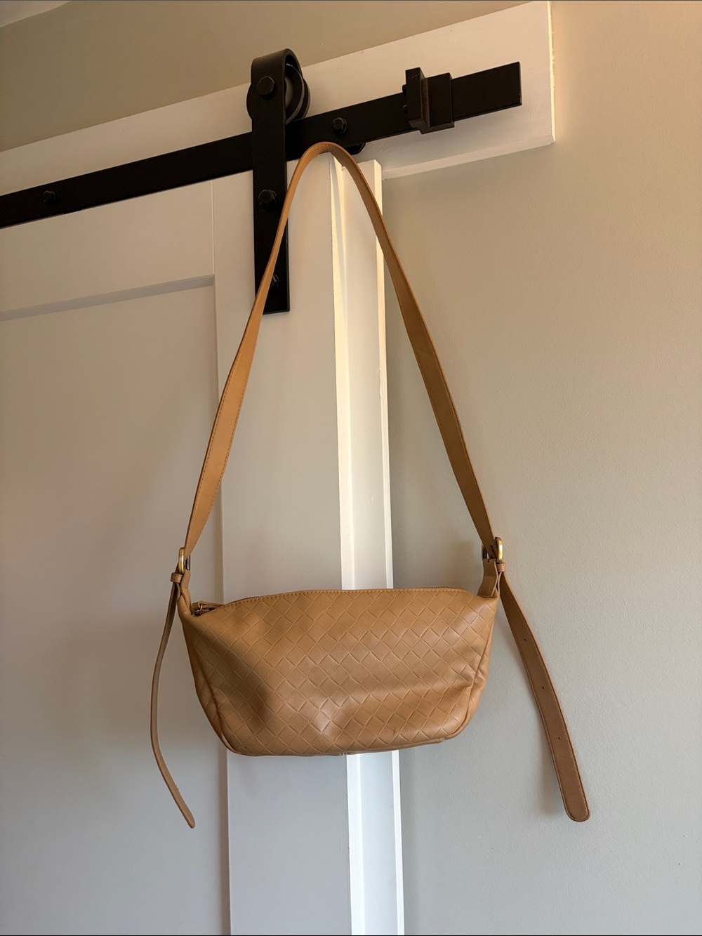 Time and Tru Tan Woven Shoulder Bag